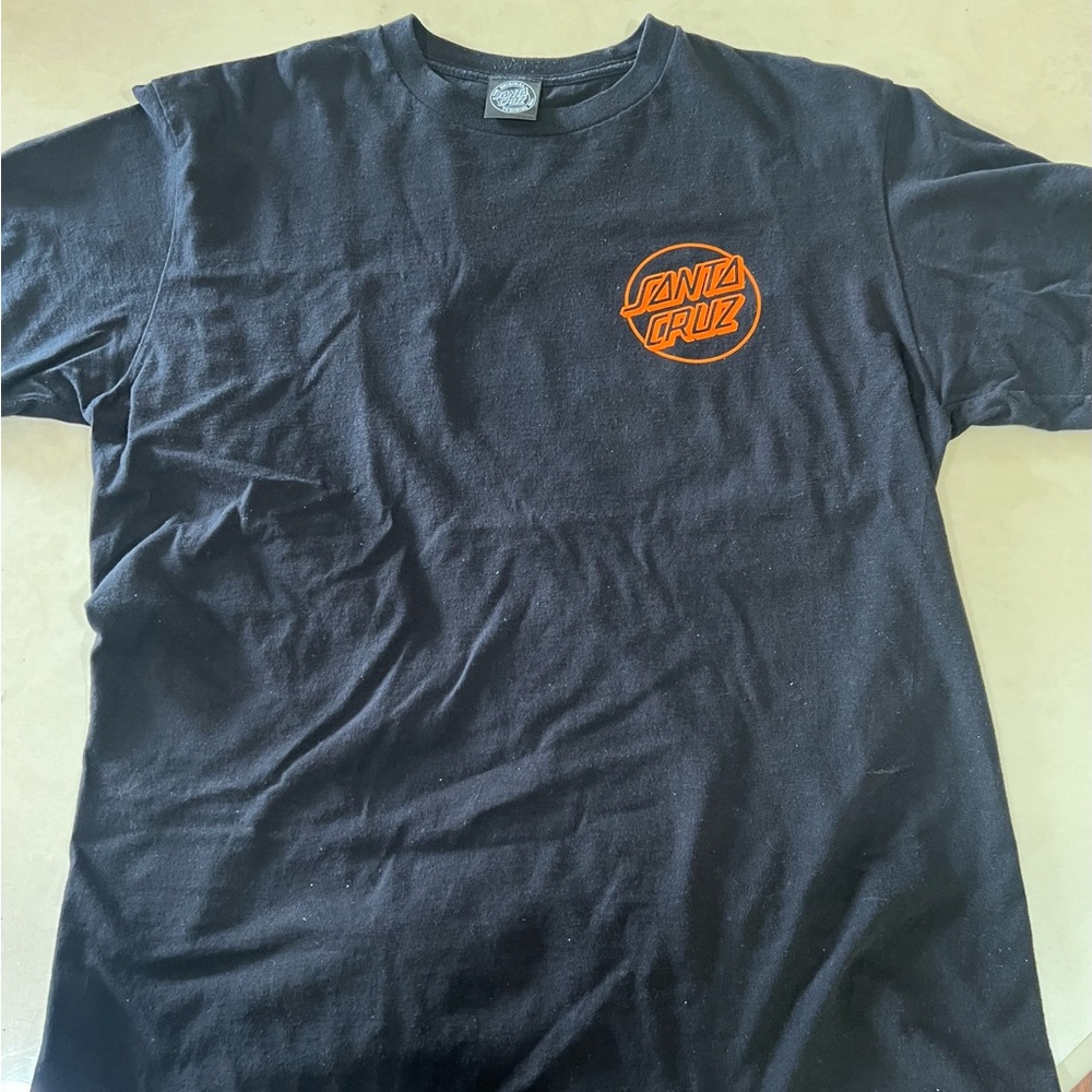 Santa Cruz Skateboards Men's Black T-Shirt with Orange Logo